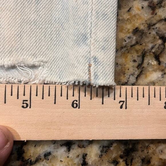 NWT American Eagle Women Jeans 12 Tall Denim Mom Jean Bleached Out Raw Edge - Picture 7 of 8